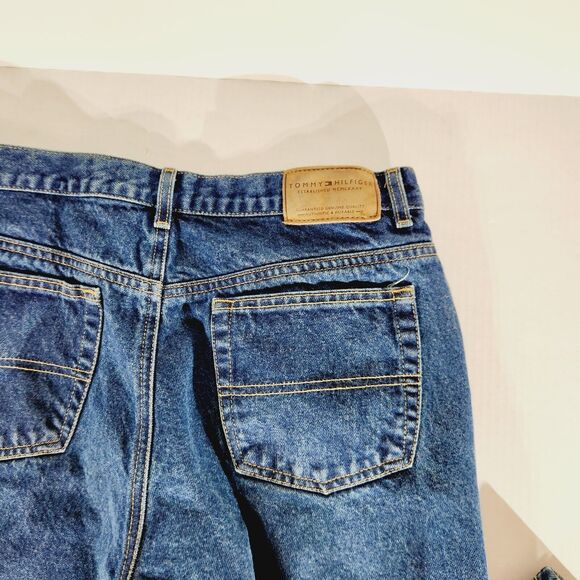 Tommy Hilfiger Jeans Womens 33x31 Straight Leg Dark Wash Vtg Logo Denim Blue - Picture 6 of 11